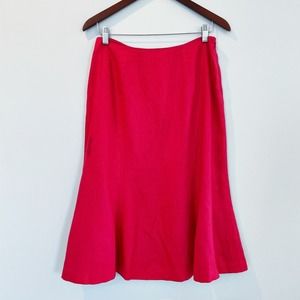 Chaps Linen Trumpet Skirt Red Size 4 EUC